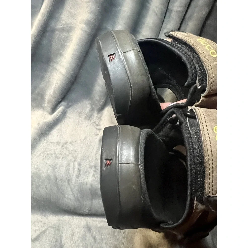 Ecco Mens‎ 43 Gray Leather Sport Sandals Offroad Yucatan Outdoor Hiking Comfort